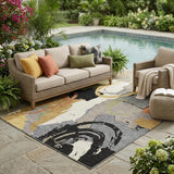 5' X 8' Gray And Copper Abstract Washable Indoor Outdoor Area Rug