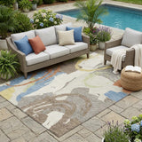 5' X 8' Taupe And Ivory Abstract Washable Indoor Outdoor Area Rug