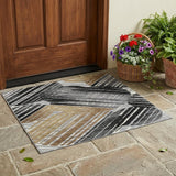 3' X 5' Black And Gray Geometric Washable Indoor Outdoor Area Rug