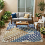 5' X 8' Navy Blue And Black Geometric Washable Indoor Outdoor Area Rug