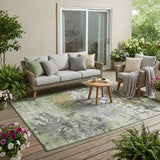 5' X 8' Green And Brown Abstract Washable Indoor Outdoor Area Rug