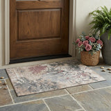 3' X 5' Taupe And Green Abstract Washable Indoor Outdoor Area Rug