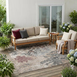 5' X 8' Taupe And Green Abstract Washable Indoor Outdoor Area Rug