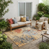 5' X 8' Wheat And Beige Abstract Washable Indoor Outdoor Area Rug