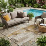 5' X 8' Beige And Brown Abstract Washable Indoor Outdoor Area Rug