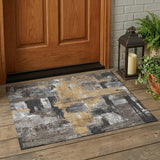 3' X 5' Charcoal And Ivory Abstract Washable Indoor Outdoor Area Rug