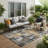 5' X 8' Charcoal And Ivory Abstract Washable Indoor Outdoor Area Rug