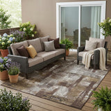 5' X 8' Chocolate And Ivory Abstract Washable Indoor Outdoor Area Rug