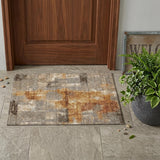 3' X 5' Taupe And Gray Abstract Washable Indoor Outdoor Area Rug