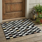 3' X 5' Black And Yellow Geometric Washable Indoor Outdoor Area Rug
