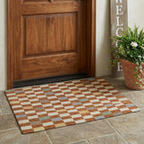 3' X 5' Orange And Gold Geometric Washable Indoor Outdoor Area Rug