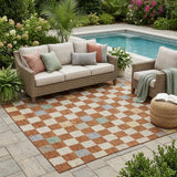 5' X 8' Orange And Gold Geometric Washable Indoor Outdoor Area Rug