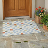 3' X 5' Sky Blue And Gray Geometric Washable Indoor Outdoor Area Rug