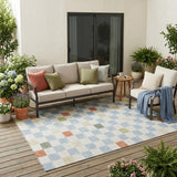 5' X 8' Sky Blue And Gray Geometric Washable Indoor Outdoor Area Rug