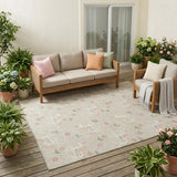 5' X 8' Beige And Gray Floral Washable Indoor Outdoor Area Rug
