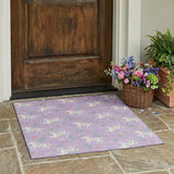 3' X 5' Lavender And Ivory Floral Washable Indoor Outdoor Area Rug