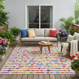 5' X 8' Ivory And Olive Green Geometric Washable Indoor Outdoor Area Rug