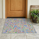 3' X 5' Sky Blue And Ivory Geometric Washable Indoor Outdoor Area Rug