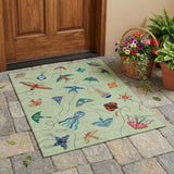 3' X 5' Green And Gold Geometric Washable Indoor Outdoor Area Rug