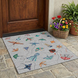 3' X 5' Gray And Gold Geometric Washable Indoor Outdoor Area Rug
