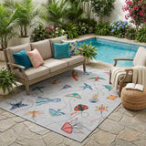 5' X 8' Gray And Gold Geometric Washable Indoor Outdoor Area Rug