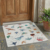 3' X 5' Ivory And Gray Geometric Washable Indoor Outdoor Area Rug