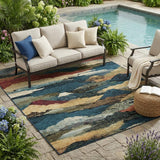 5' X 8' Black And Ivory Abstract Washable Indoor Outdoor Area Rug