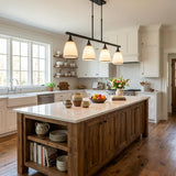Black Kitchen Island Four Light Glass and Wrought Iron Frosted Glass Flush Chandelier With Black Shades