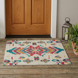 3' X 5' Beige And Ivory Tribal Washable Indoor Outdoor Area Rug