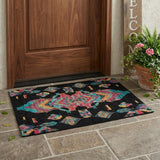 3' X 5' Black And Beige Tribal Washable Indoor Outdoor Area Rug