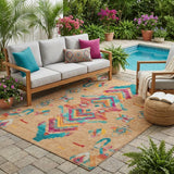 5' X 8' Copper And Ivory Tribal Washable Indoor Outdoor Area Rug