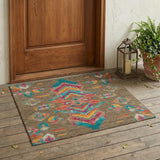 3' X 5' Brown And Ivory Tribal Washable Indoor Outdoor Area Rug