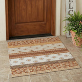 3' X 5' Orange And Denim Blue Striped Washable Indoor Outdoor Area Rug