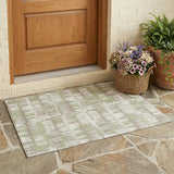 3' X 5' Green And Denim Blue Abstract Washable Indoor Outdoor Area Rug