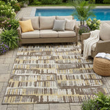5' X 8' Chocolate And Ivory Abstract Washable Indoor Outdoor Area Rug