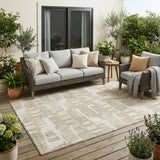 5' X 8' Ivory And Gray Abstract Washable Indoor Outdoor Area Rug