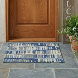 3' X 5' Navy Blue And Gray Abstract Washable Indoor Outdoor Area Rug