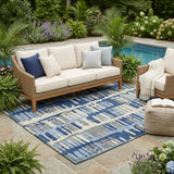5' X 8' Navy Blue And Gray Abstract Washable Indoor Outdoor Area Rug