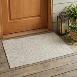 3' X 5' Beige And Blue Geometric Washable Indoor Outdoor Area Rug