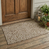 3' X 5' Brown And Gray Geometric Washable Indoor Outdoor Area Rug