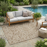 5' X 8' Brown And Gray Geometric Washable Indoor Outdoor Area Rug
