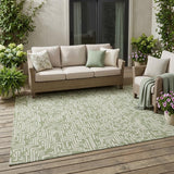 5' X 8' Fern Green And Copper Geometric Washable Indoor Outdoor Area Rug