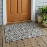 3' X 5' Gray And Brown Geometric Washable Indoor Outdoor Area Rug