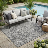 5' X 8' Gray And Brown Geometric Washable Indoor Outdoor Area Rug