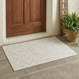 3' X 5' Ivory And Sky Blue Geometric Washable Indoor Outdoor Area Rug