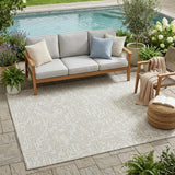 5' X 8' Ivory And Sky Blue Geometric Washable Indoor Outdoor Area Rug