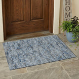3' X 5' Sky Blue And Ivory Geometric Washable Indoor Outdoor Area Rug
