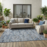 5' X 8' Sky Blue And Ivory Geometric Washable Indoor Outdoor Area Rug