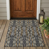 3' X 5' Black And Ivory Abstract Washable Indoor Outdoor Area Rug