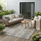 5' X 8' Gray And Ivory Abstract Washable Indoor Outdoor Area Rug